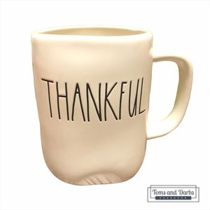 Rae Dunn THANKFUL Ceramic Mug in White